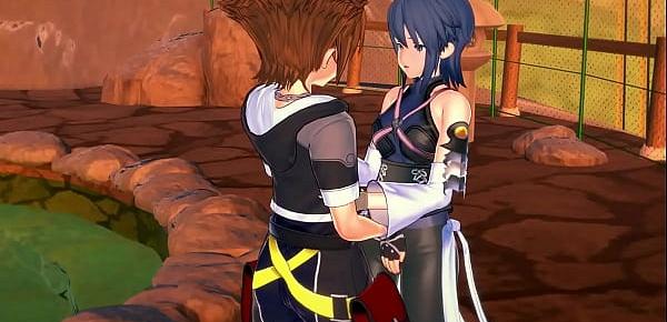  Aqua gives Sora a blowjob before getting fucked doggystyle, lets him cum in her pussy - Kingdom Hearts Hentai.